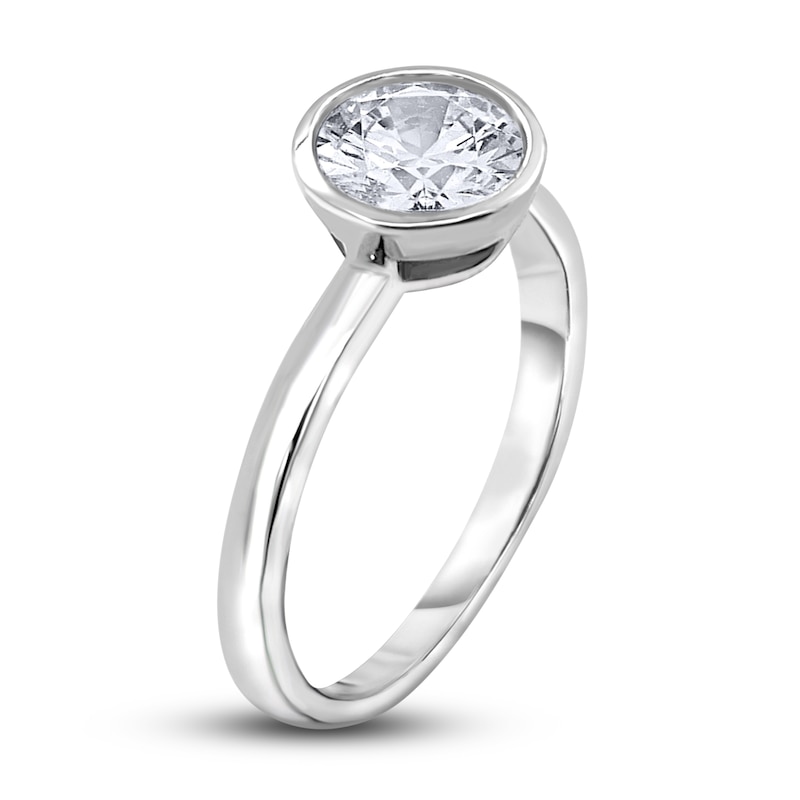 Main Image 2 of Diamond Solitaire Engagement Ring 1-1/2 ct tw Bezel-Set Round 14K White Gold (I2/I)