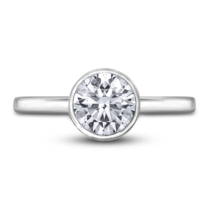 Main Image 3 of Diamond Solitaire Engagement Ring 1-1/2 ct tw Bezel-Set Round 14K White Gold (I2/I)