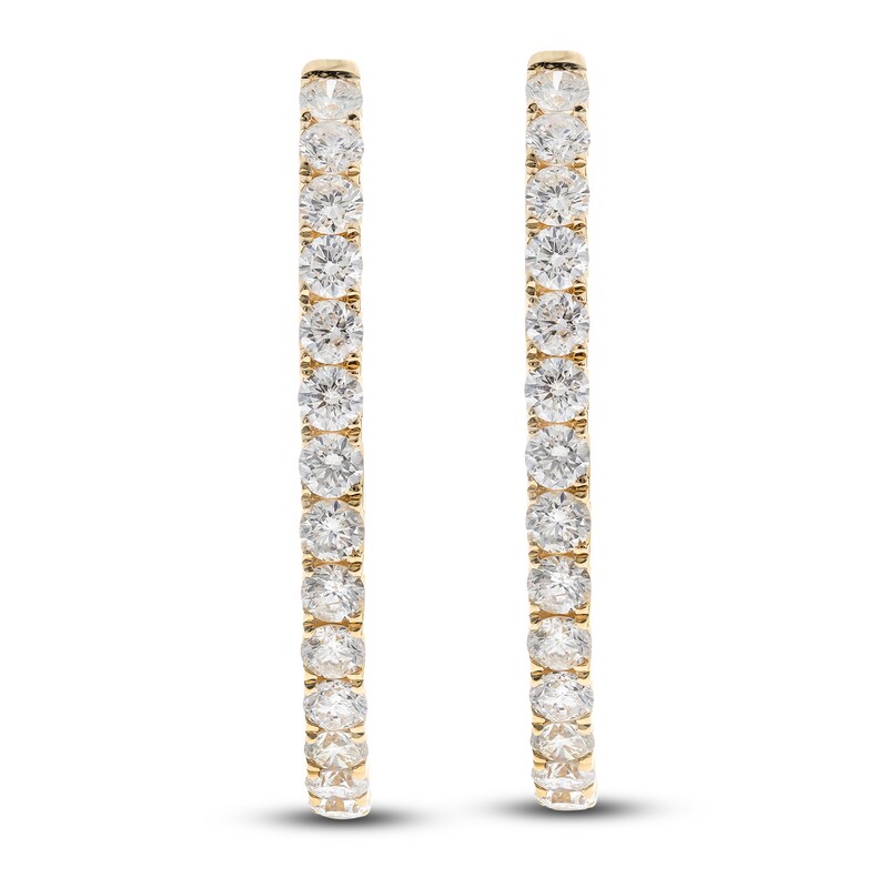 Diamond Hoop Earrings 4 ct tw Round 14K Yellow Gold