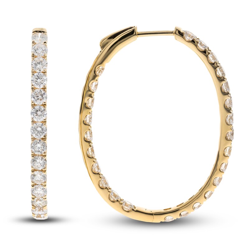 Diamond Hoop Earrings 4 ct tw Round 14K Yellow Gold