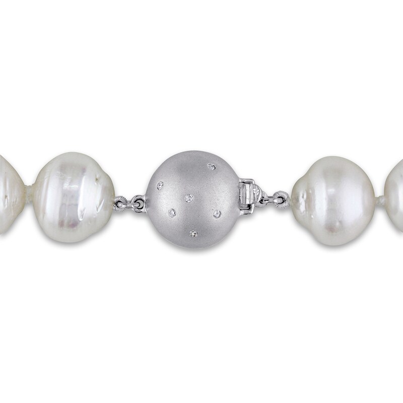 South Sea Cultured Pearl Necklace 1/20 ct tw Round 14K White Gold 18"