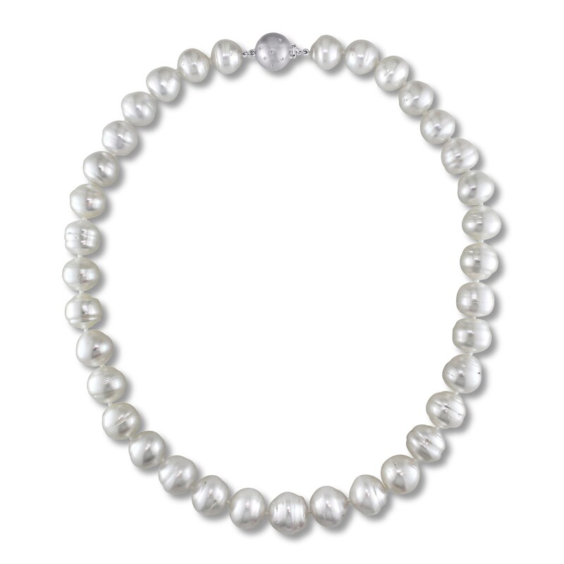 South Sea Cultured Pearl Necklace 1/20 ct tw Round 14K White Gold 18"