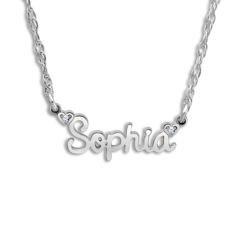 Main Image 1 of Personalized Name Necklace Diamond Accents 10K White Gold 18"