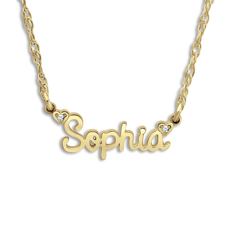 Main Image 1 of Personalized Name Necklace Diamond Accents 10K Yellow Gold 18"