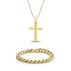 Thumbnail Image 1 of Men's Solid Cross Chain Necklace/Bracelet Set Gold Ion-Plated Stainless Steel