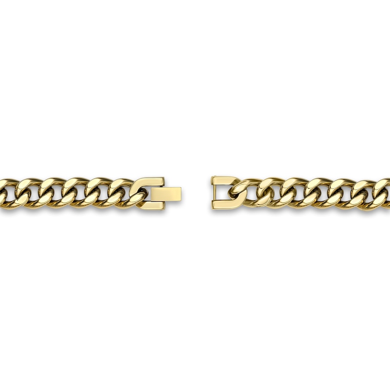 Main Image 6 of Men's Solid Cross Chain Necklace/Bracelet Set Gold Ion-Plated Stainless Steel