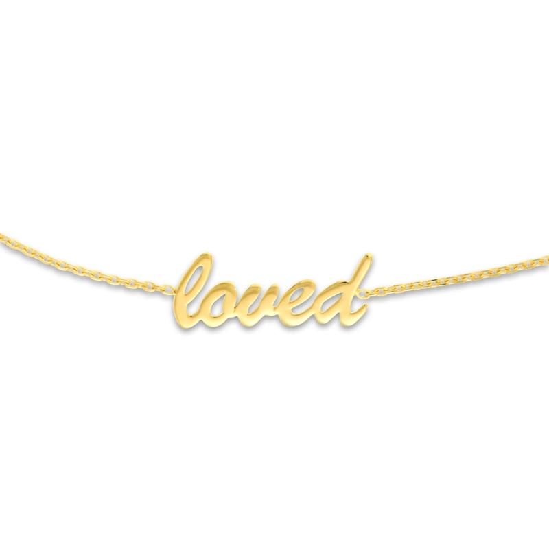 Main Image 2 of "LOVED" Choker Necklace 14K Yellow Gold 16" Adj.