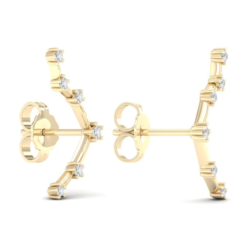 Diamond Libra Constellation Earrings 1/8 ct tw Round 14K Yellow Gold