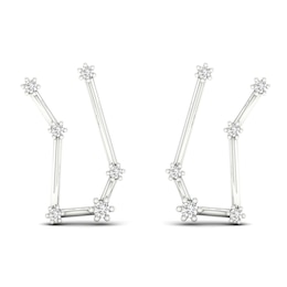 Diamond Gemini Constellation Earrings 1/8 ct tw Round 14K White Gold