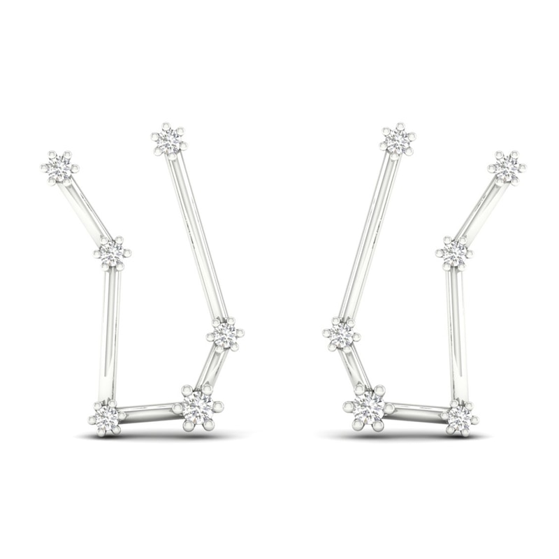 Main Image 1 of Diamond Gemini Constellation Earrings 1/8 ct tw Round 14K White Gold
