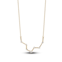 Diamond Pisces Constellation Necklace 1/6 ct tw Round 14K Yellow Gold