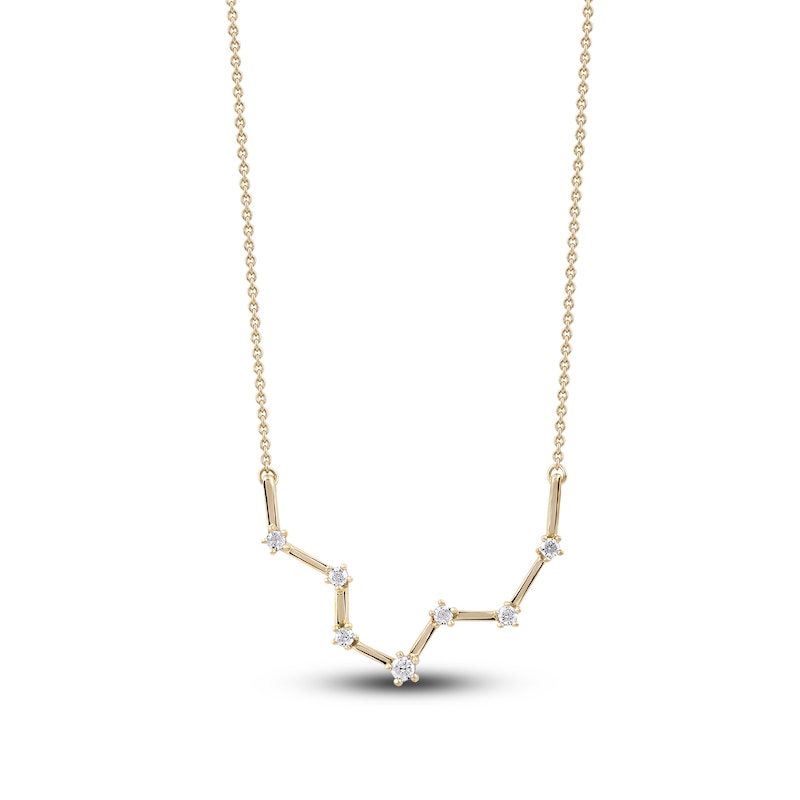 Main Image 1 of Diamond Pisces Constellation Necklace 1/6 ct tw Round 14K Yellow Gold