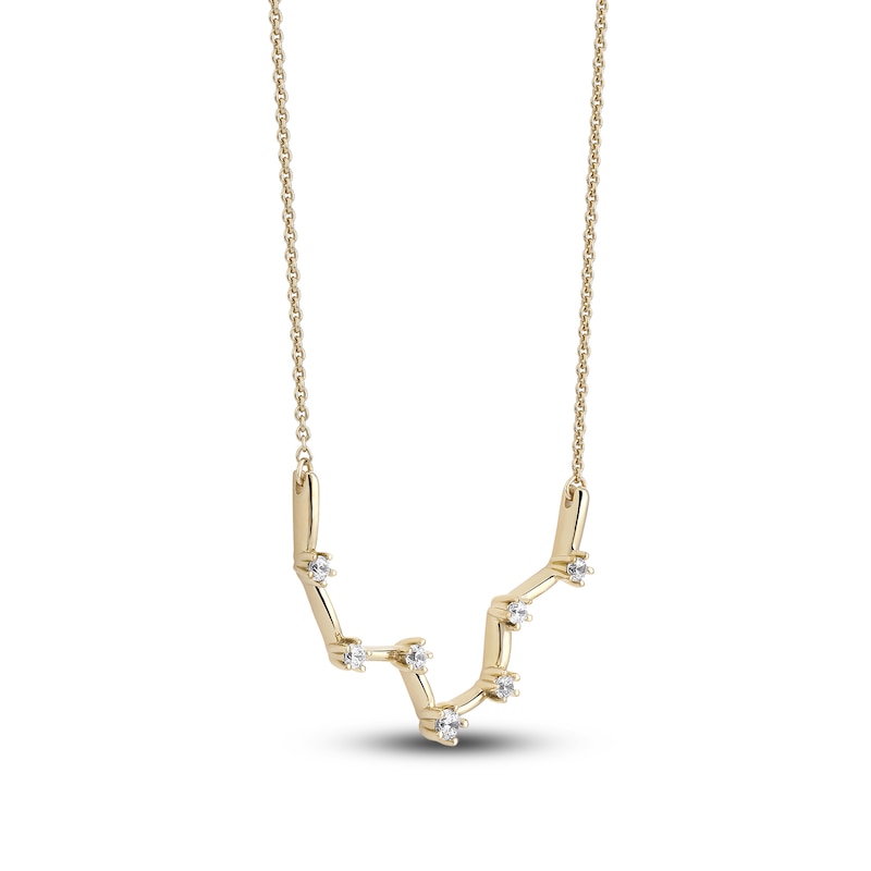 Main Image 2 of Diamond Pisces Constellation Necklace 1/6 ct tw Round 14K Yellow Gold