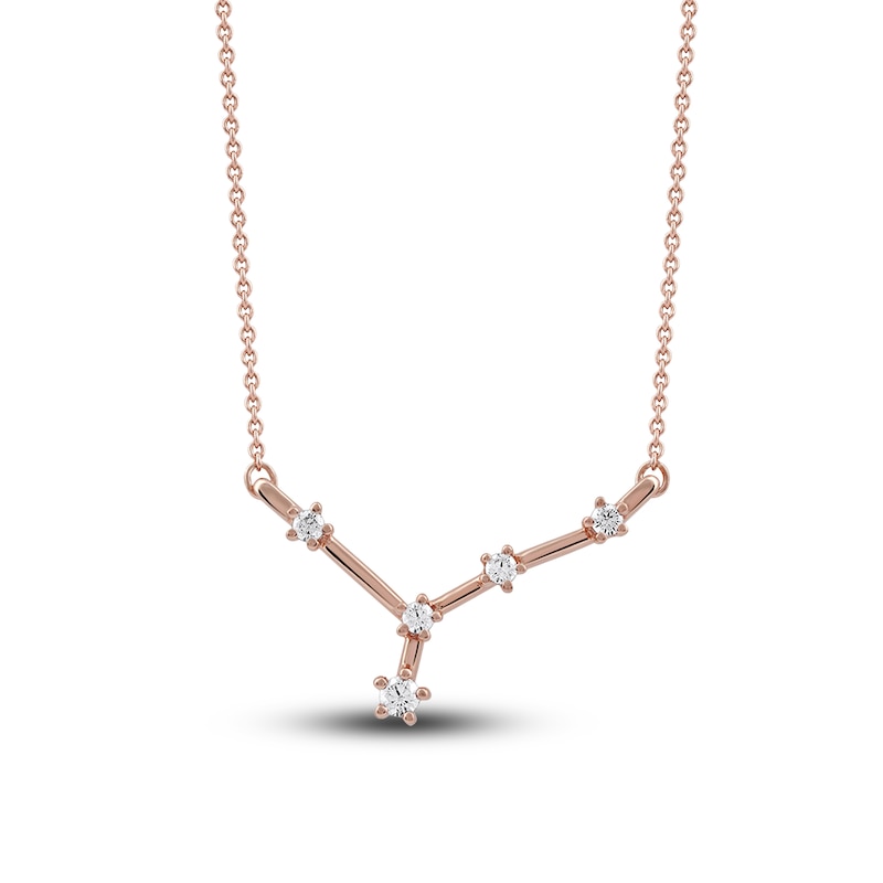 Main Image 1 of Diamond Cancer Constellation Necklace 1/6 ct tw Round 14K Rose Gold