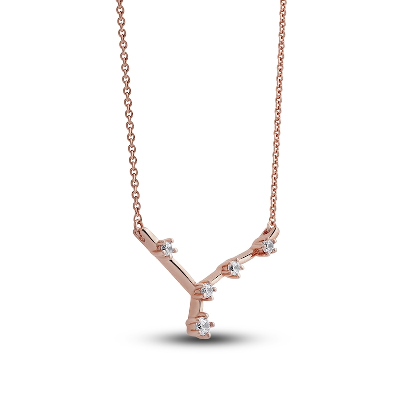 Main Image 2 of Diamond Cancer Constellation Necklace 1/6 ct tw Round 14K Rose Gold