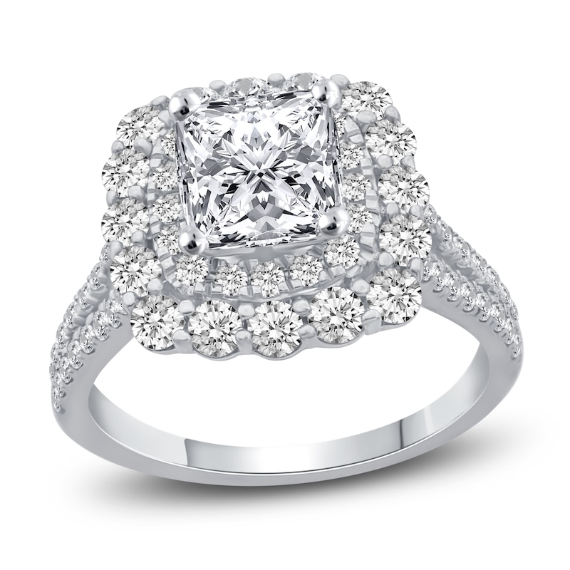 Main Image 1 of Diamond Engagement Ring 2-3/4 ct tw Cushion 14K White Gold