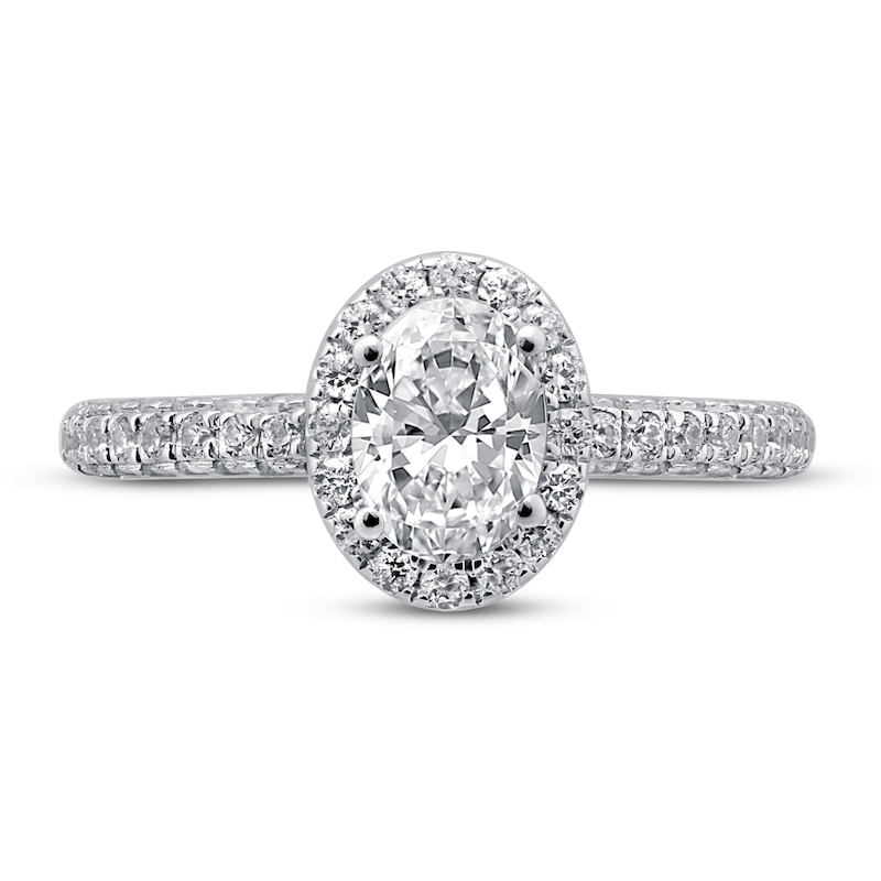 Pnina Tornai Simply Sophisticated Diamond Engagement Ring 1-3/8 ct tw Oval/Round 14K White Gold