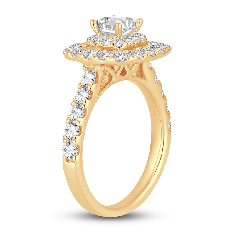 Main Image 2 of Diamond Engagement Ring 2 ct tw Round/Princess 14K Yellow Gold