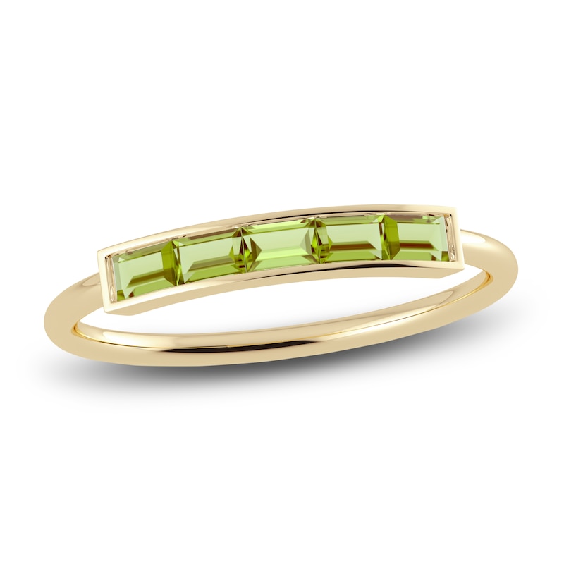 Main Image 1 of Juliette Maison Natural Peridot Baguette Bar Ring 10K Yellow Gold