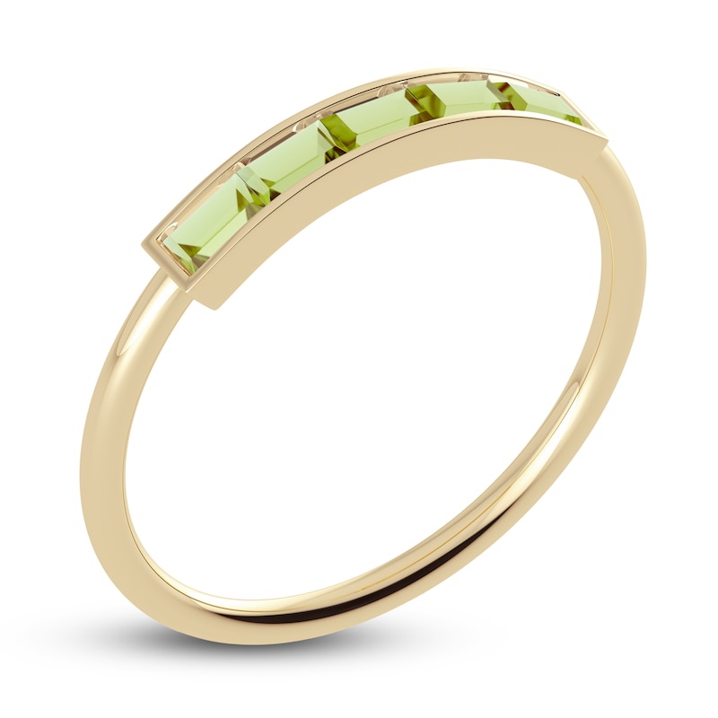 Main Image 2 of Juliette Maison Natural Peridot Baguette Bar Ring 10K Yellow Gold