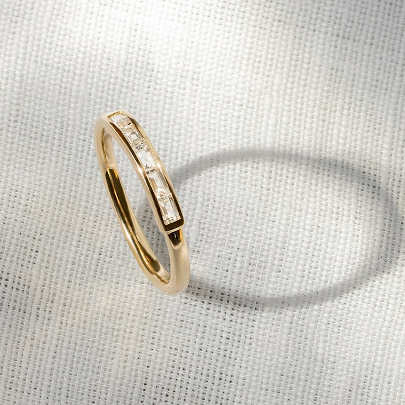 Main Image 4 of Juliette Maison Natural Peridot Baguette Bar Ring 10K Yellow Gold