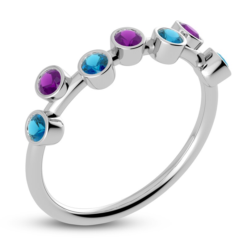 Main Image 2 of Juliette Maison Natural Amethyst & Natural Blue Zircon Ring 10K White Gold
