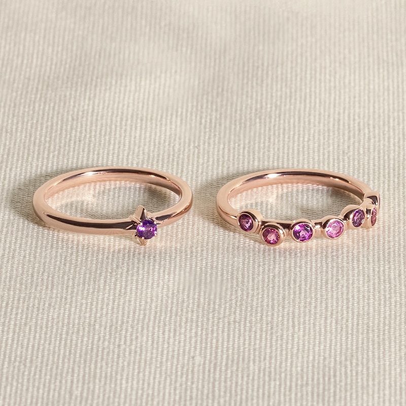 Main Image 4 of Juliette Maison Natural Amethyst & Natural Blue Zircon Ring 10K White Gold