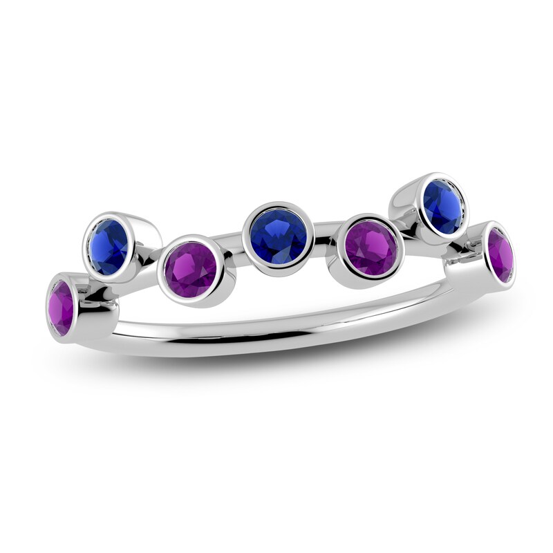Main Image 1 of Juliette Maison Natural Amethyst & Natural Blue Sapphire Ring 10K White Gold