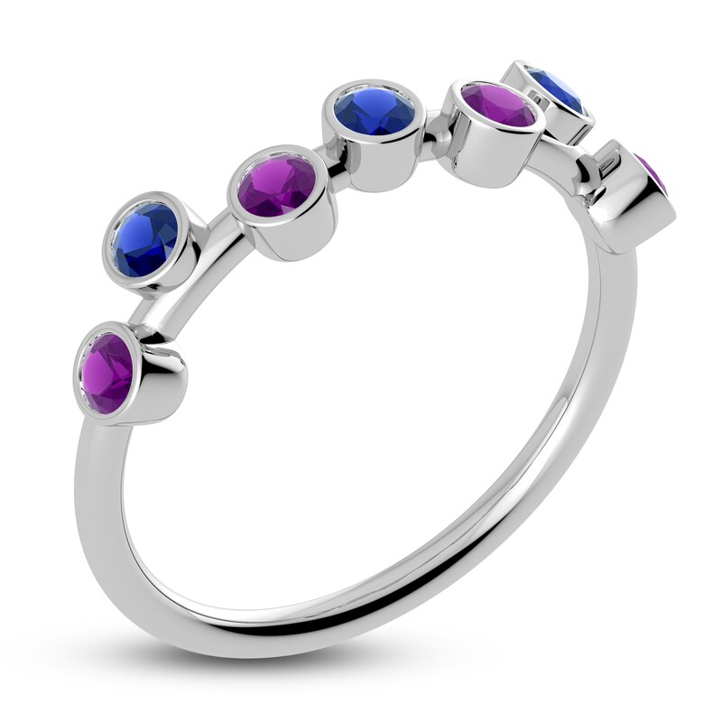 Main Image 2 of Juliette Maison Natural Amethyst & Natural Blue Sapphire Ring 10K White Gold