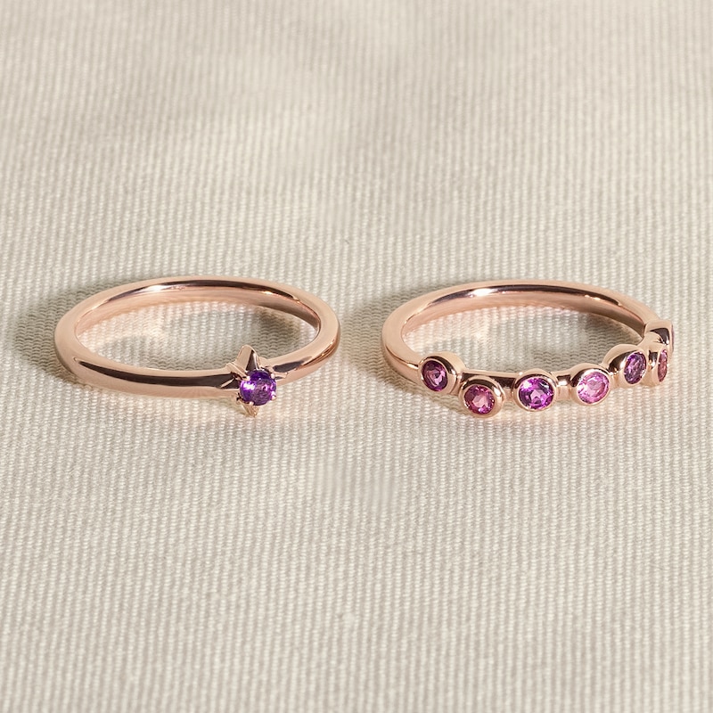 Main Image 4 of Juliette Maison Natural Amethyst & Natural Blue Sapphire Ring 10K White Gold