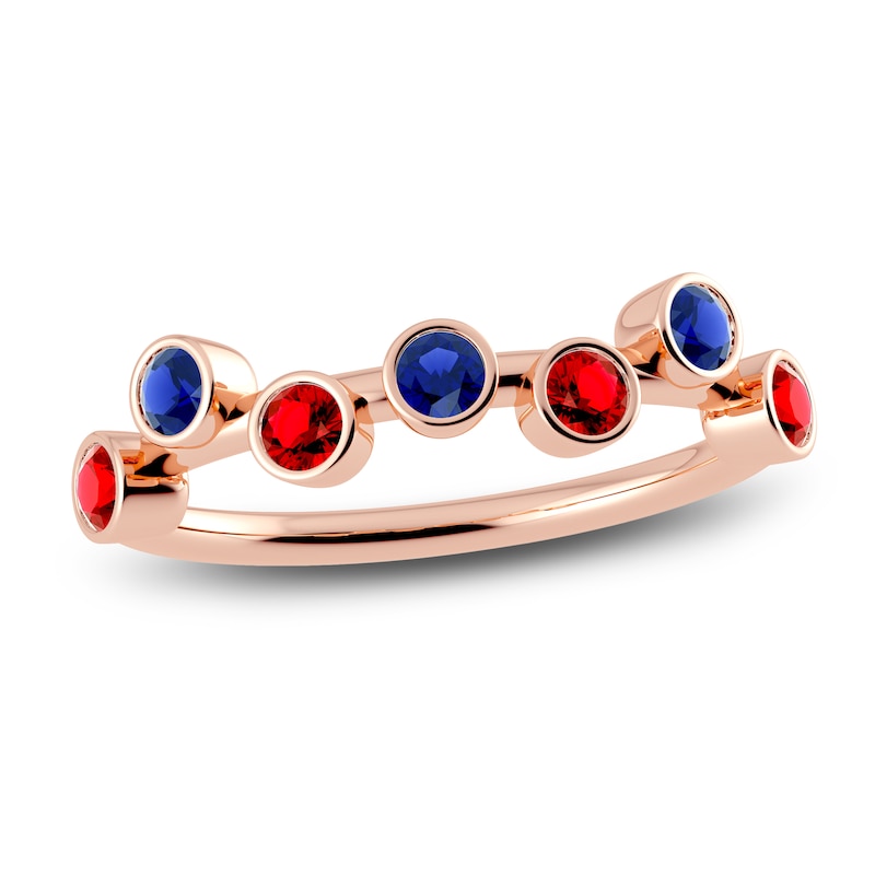 Main Image 1 of Juliette Maison Natural Ruby & Natural Blue Sapphire Ring 10K Rose Gold