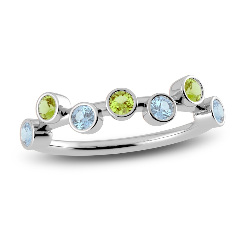 Main Image 1 of Juliette Maison Natural Aquamarine & Natural Peridot Ring 10K White Gold