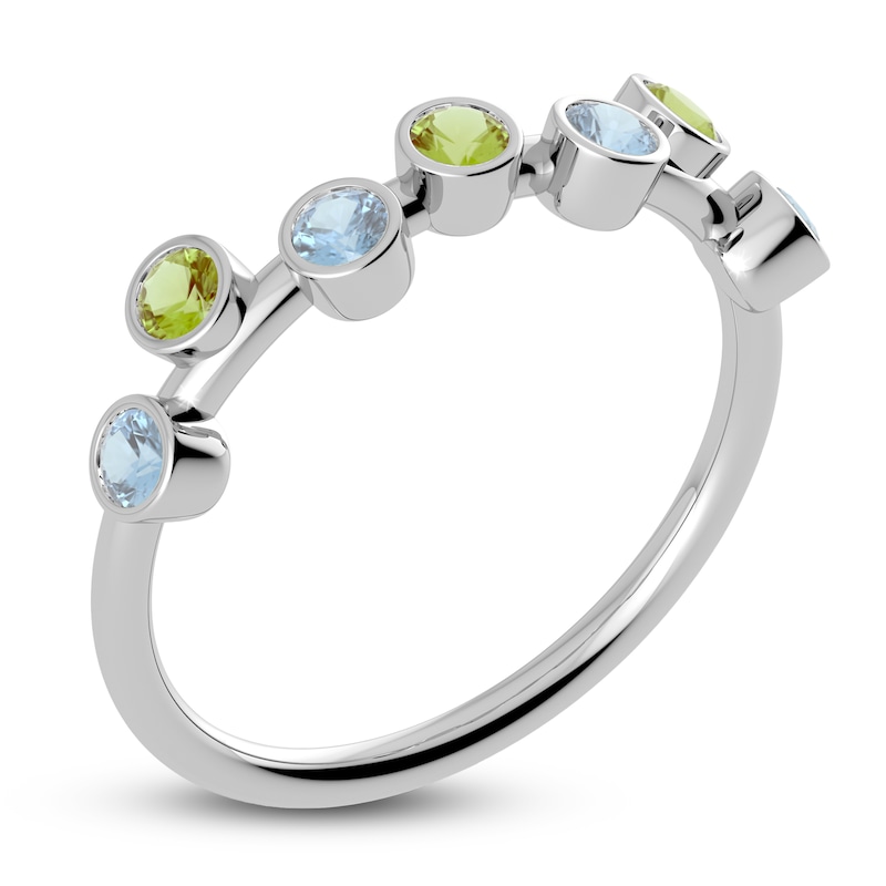 Main Image 2 of Juliette Maison Natural Aquamarine & Natural Peridot Ring 10K White Gold