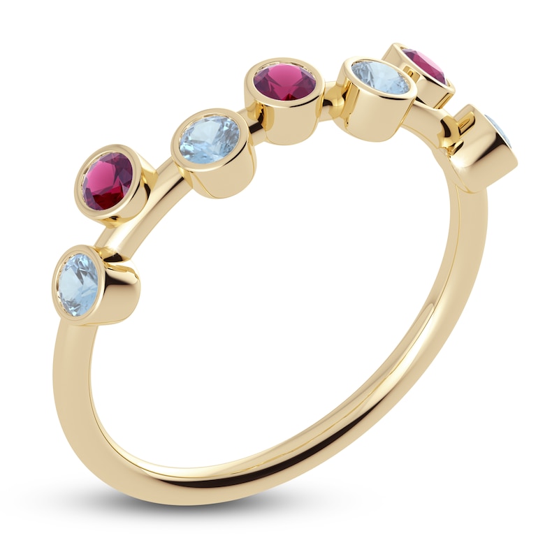 Main Image 2 of Juliette Maison Natural Aquamarine & Natural Rhodolite Garnet Ring 10K Yellow Gold