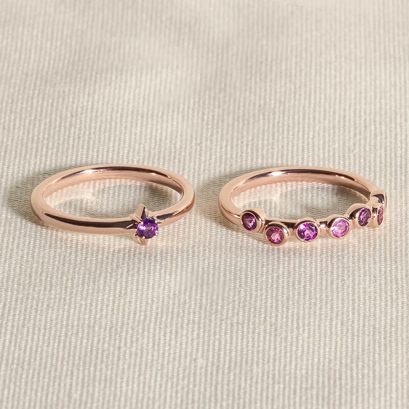 Main Image 4 of Juliette Maison Natural Aquamarine & Natural Rhodolite Garnet Ring 10K Yellow Gold