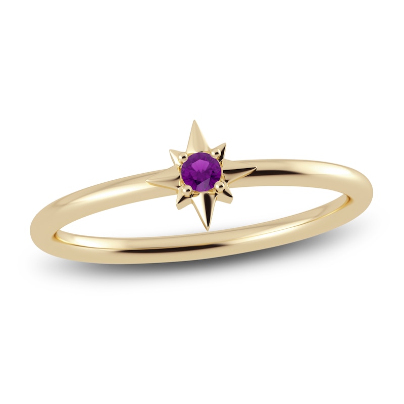 Main Image 1 of Juliette Maison Natural Amethyst Starburst Ring 10K Yellow Gold