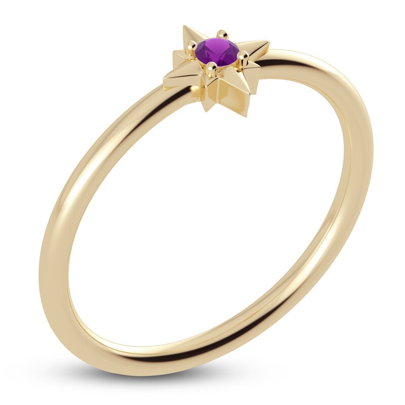 Main Image 2 of Juliette Maison Natural Amethyst Starburst Ring 10K Yellow Gold