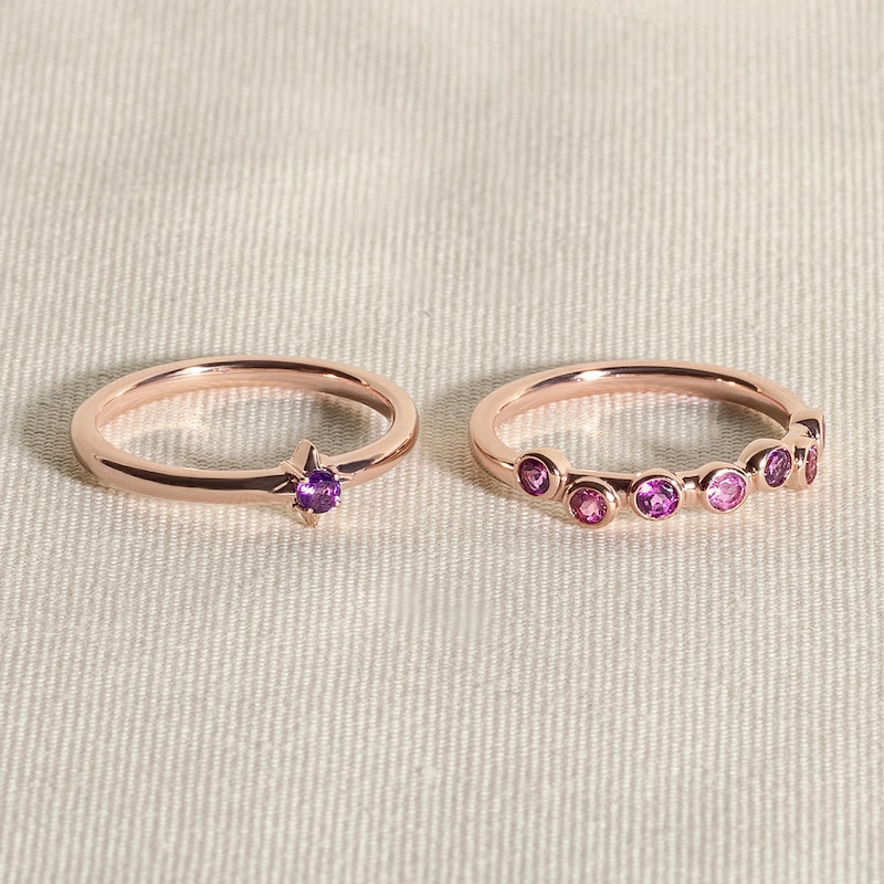 Main Image 4 of Juliette Maison Natural Amethyst Starburst Ring 10K Yellow Gold