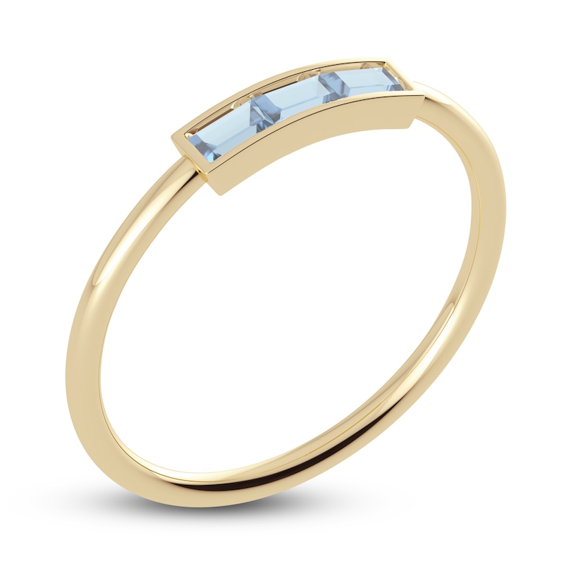 Main Image 2 of Juliette Maison Natural Aquamarine Baguette Bar Ring 10K Yellow Gold