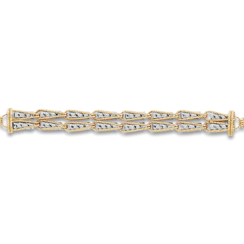 Italia D'Oro Double Triangle Chain Bracelet 14K Two-Tone Gold 7.25"