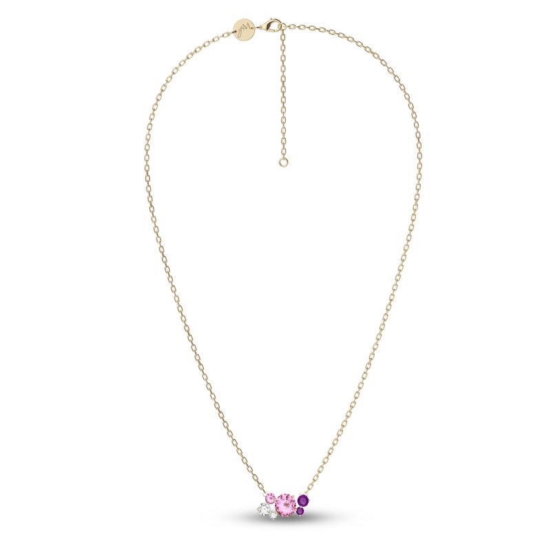 Main Image 2 of Juliette Maison Natural White Sapphire, Pink Tourmaline, Amethyst Constellation Necklace 10K Yellow Gold 18"