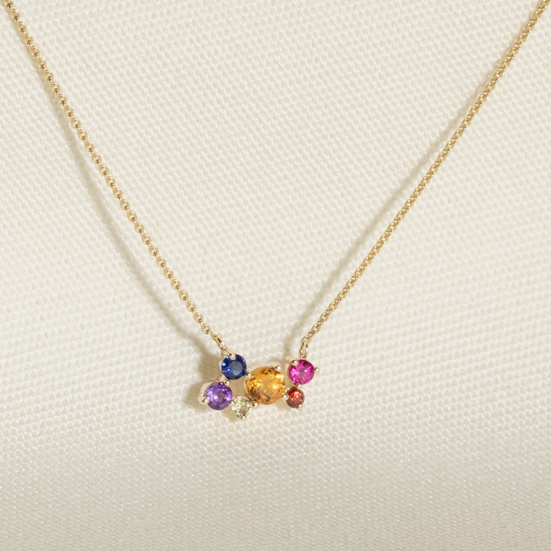 Main Image 4 of Juliette Maison Natural White Sapphire, Pink Tourmaline, Amethyst Constellation Necklace 10K Yellow Gold 18"
