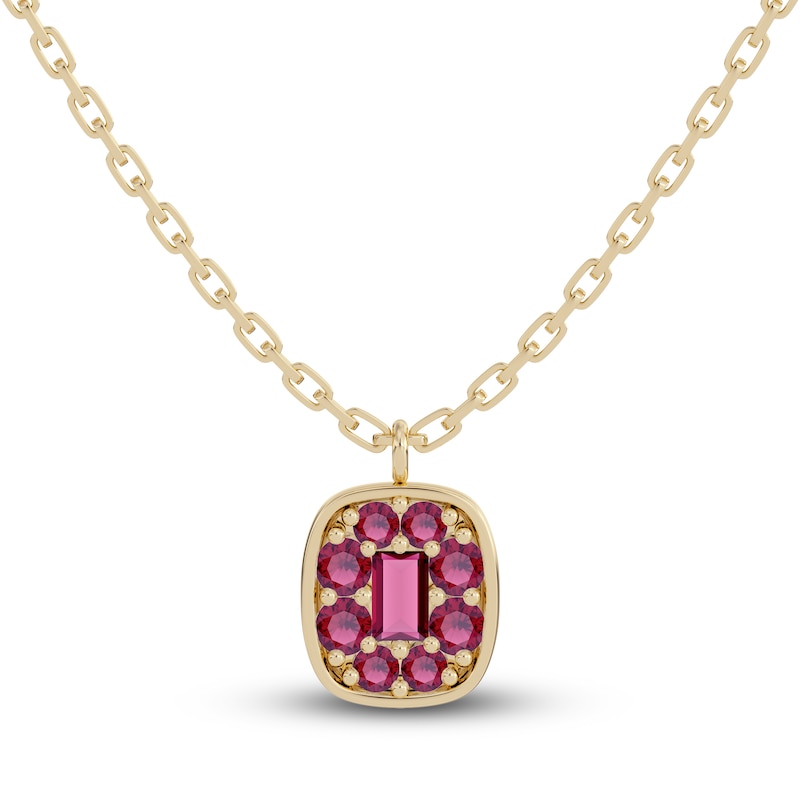 Main Image 1 of Juliette Maison Natural Rhodolite Garnet Pendant Necklace 10K Yellow Gold