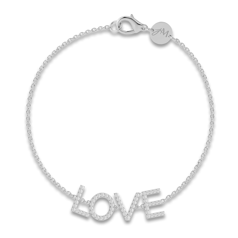 Main Image 1 of Juliette Maison Diamond Station Name Bracelet 1/2 ct tw Round 10K White Gold