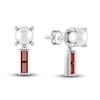 Juliette Maison Natural Garnet Baguette and Cultured Freshwater Pearl Earrings 10K White Gold