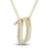 Thumbnail Image 2 of Diamond Initial V Pendant Necklace 1/10 ct tw Round 10K Yellow Gold 18"