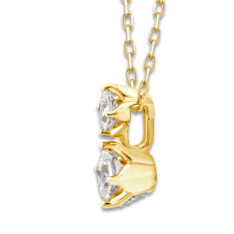 Main Image 3 of Diamond 2-Stone Necklace 3/8 ct tw Princess/Round 10K Yellow Gold