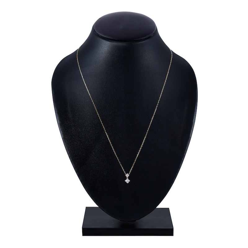 Main Image 4 of Diamond 2-Stone Necklace 3/8 ct tw Princess/Round 10K Yellow Gold
