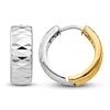 Thumbnail Image 1 of Textured Hoop Earrings 14K Two-Tone Gold 14.5mm
