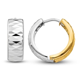 Textured Hoop Earrings 14K Two-Tone Gold 14.5mm